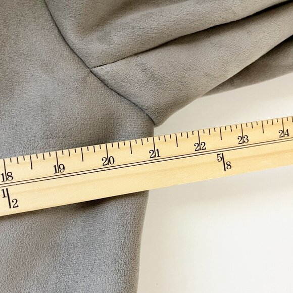 Vintage Newport News Gray Faux Suede & Fur Longline Coat Penny Lane Y2K Size 16 - Picture 7 of 8